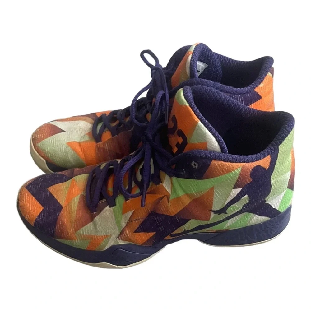 Jordan Orange Purple Green Geometric Basketball Sneakers